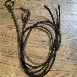 Split rolled leather reins horse